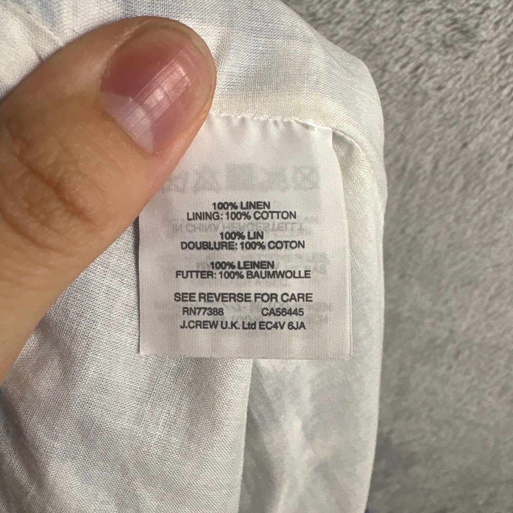 J.Crew Skirt Mini Gingham Linen A-Line 12 Blue White Pockets Preppy Vacation - Picture 7 of 7